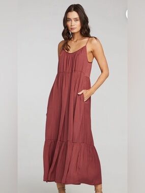 Saltwater Luxe Cline Tank Midi Dress in Mulberry With Pockets NWOT Size L
